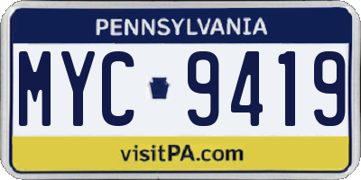 PA license plate MYC9419