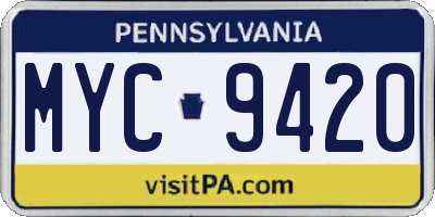 PA license plate MYC9420