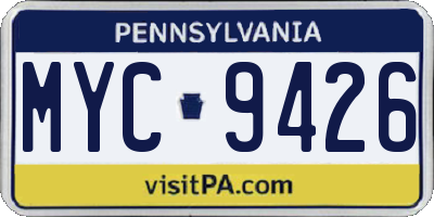 PA license plate MYC9426