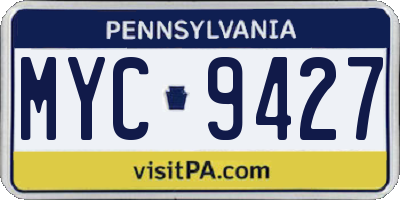 PA license plate MYC9427