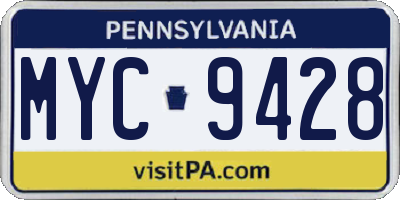 PA license plate MYC9428