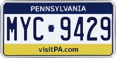 PA license plate MYC9429