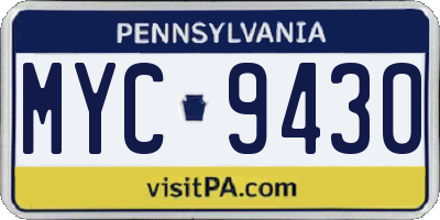 PA license plate MYC9430