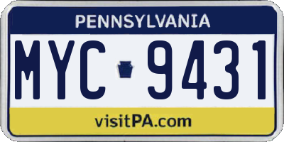 PA license plate MYC9431