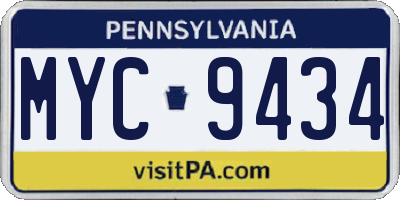 PA license plate MYC9434