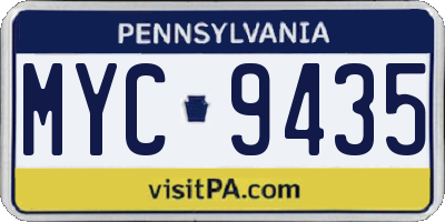 PA license plate MYC9435