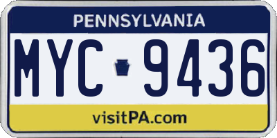 PA license plate MYC9436