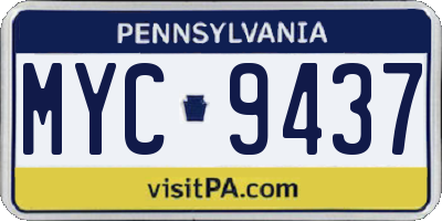 PA license plate MYC9437