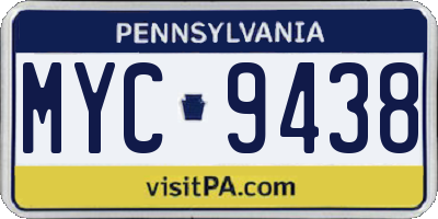 PA license plate MYC9438