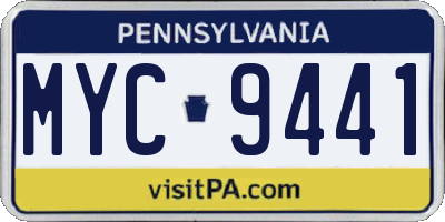 PA license plate MYC9441
