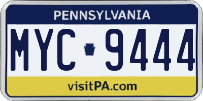 PA license plate MYC9444