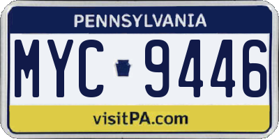 PA license plate MYC9446