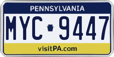 PA license plate MYC9447