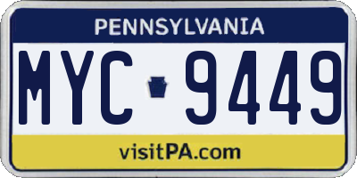 PA license plate MYC9449