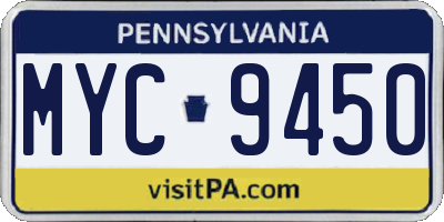PA license plate MYC9450
