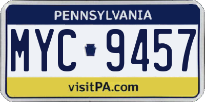 PA license plate MYC9457