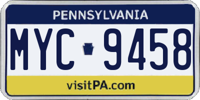 PA license plate MYC9458