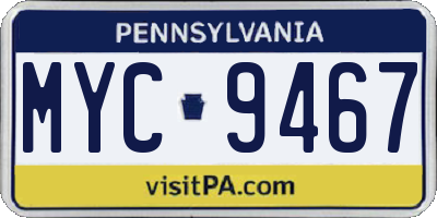 PA license plate MYC9467