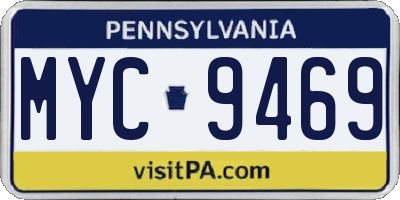 PA license plate MYC9469