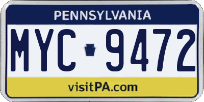 PA license plate MYC9472