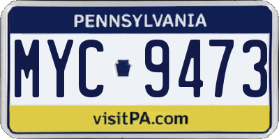 PA license plate MYC9473