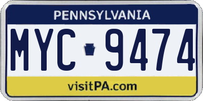 PA license plate MYC9474