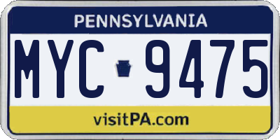 PA license plate MYC9475