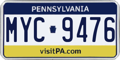 PA license plate MYC9476
