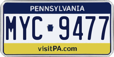 PA license plate MYC9477