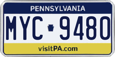 PA license plate MYC9480