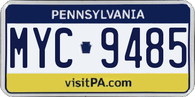 PA license plate MYC9485