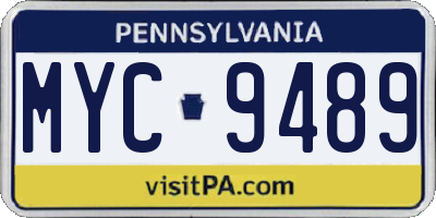 PA license plate MYC9489