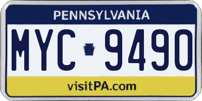 PA license plate MYC9490