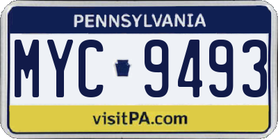 PA license plate MYC9493