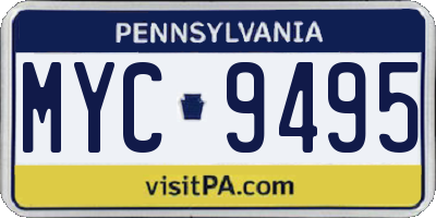 PA license plate MYC9495