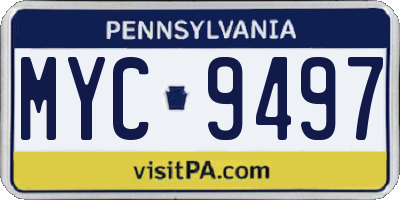 PA license plate MYC9497