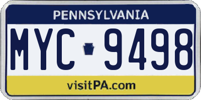 PA license plate MYC9498