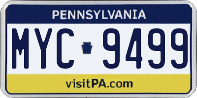 PA license plate MYC9499