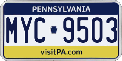 PA license plate MYC9503