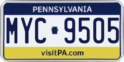 PA license plate MYC9505