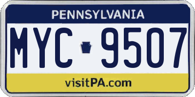 PA license plate MYC9507