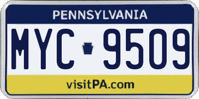 PA license plate MYC9509