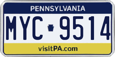 PA license plate MYC9514