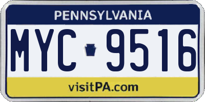 PA license plate MYC9516