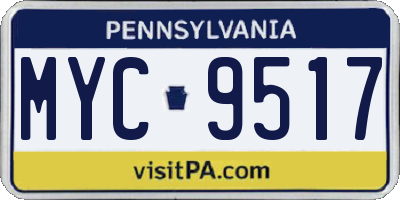 PA license plate MYC9517