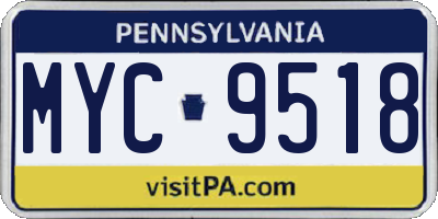 PA license plate MYC9518