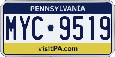 PA license plate MYC9519