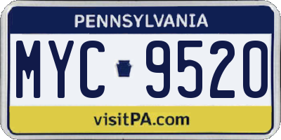 PA license plate MYC9520