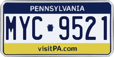 PA license plate MYC9521