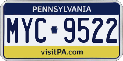PA license plate MYC9522